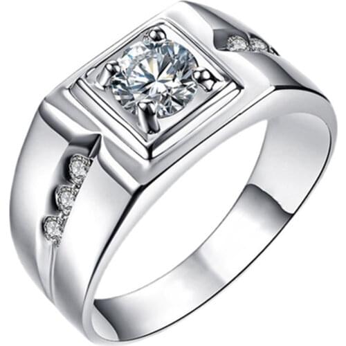 Gentleman real 925 sterling silver ring male platinum luxury engagement exquisite jewelry gift party classic wedding attractive