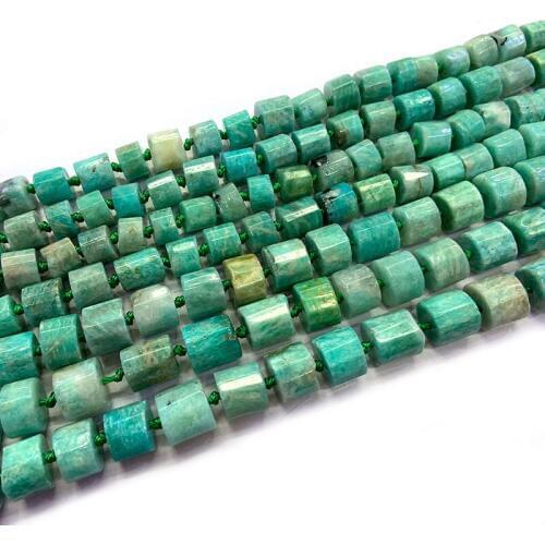 Natural Faceted Green Amazonite Stone Beads Column Barrel Spacer DIY Loose Beads For Jewelry Making Beads 15‘’ Accessories