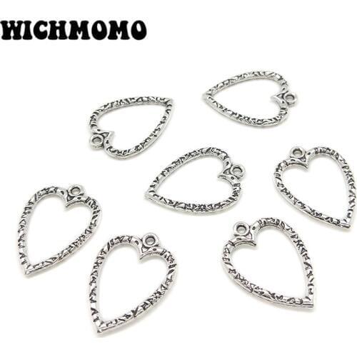 2019 New Fashion 20pieces/bag 21mm Zinc Alloy Retro Hearts Charms Pendants DIY Necklaces Earrings Jewelry Accessories
