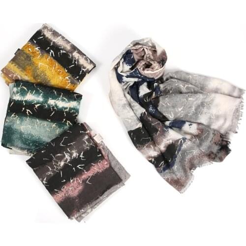 2021 Fashion Newest Ombre Printed Pattern Cotton Voile Scarf Silver Foild Scarf Shawls WRaps Hijabs 5Colors 10pcs/lot