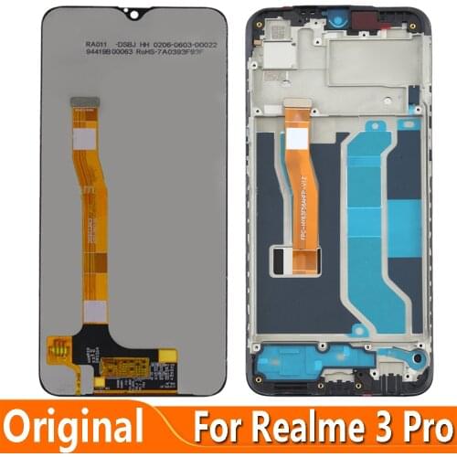 Origianl 6.3" For Realme 3 Pro RMX1851 LCD Display Touch Panel Screen Digitizer Assembly for Realme X Lite LCD Display