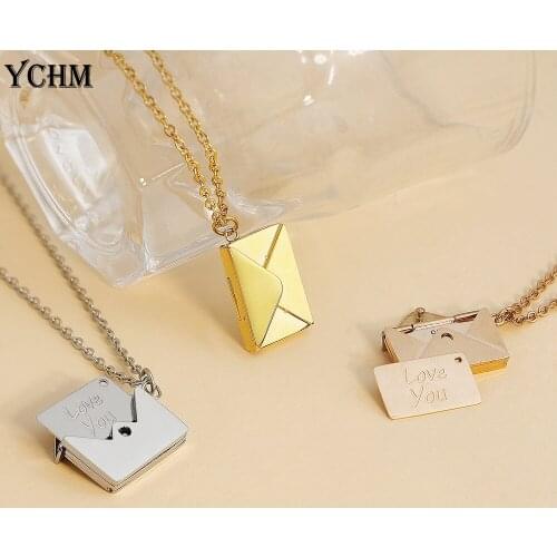 Stainless Steel Envelope Necklace for Women Gadgets Men Letter Love You Chain Necklace Lady Pendant Necklace Jewelry Girl Gift