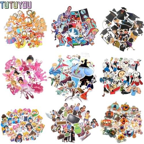 PC2698 1set Cartoon Yellow Cat Anime Girl Scrapbooking Stickers For Guitar Laptop Luggage Car Fridge Graffiti Sticker