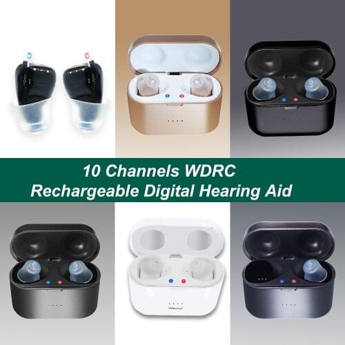 Rechargeable Digital Hearing Aids 10 Channels Audifonos for Deafness/Elderly SR101 Adjustable Micro Wireless Sound Amplifier