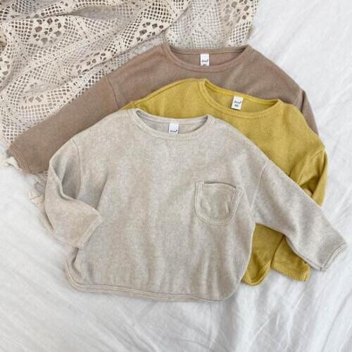 Casual Clothing For Kids 2021 Spring New Baby Solid Color Long Sleeve T Shirt Children Cotton Tops Boys T Shirt Girls Tee