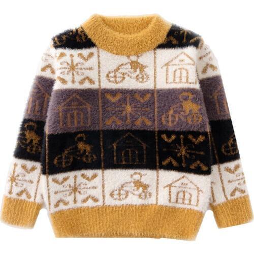 Boy casual pullover Boy autumn and winter fashion warm sweater Boy casual wild sweater Boy cartoon pattern sweater