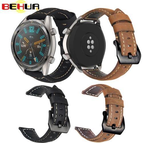 20mm 22mm Genuine Leather watch strap Band for Huawei watch GT wristband for Samsung Gear S3 S2 galaxy 46mm 42mm bracelet bands