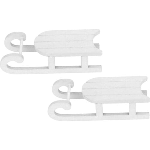 2PCS Christmas Sled Decorations Lovely Sleigh Crafts Creative Gift (White)