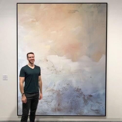 Hand Painted Abstract Oil Painting Wall ArtColor Geometric White Picture Minimalist Decorative Modern On Canvas For Living Room