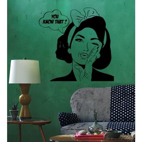 Sexy Girl Woman Teen Wall Stickers Quote You Know What Pop Art Bedroom Wall Decal Waterproof Vinyl Autocollant Mural SA257