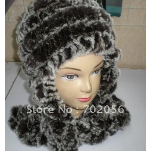 Rex Rabbit Fur Hat Cap Scarf/Hood/hat LUXURY#2314