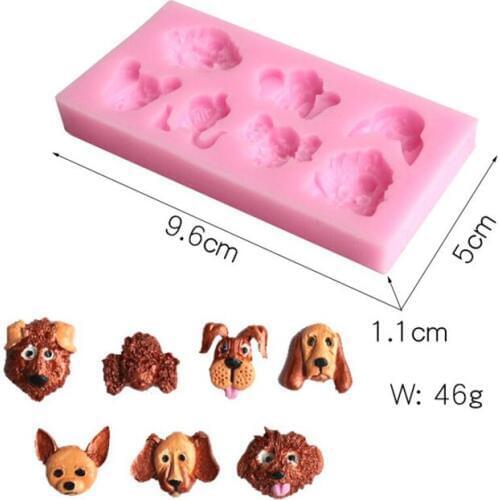 Cute Dogs Shape Silicone Fondant Cake Decorating Mold Chocolate Polymer Clay Mould Animal Cake Tool For Bakeware