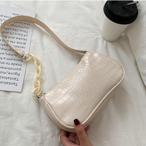 New Trend Womens Shoulder Bag PU Leather Milk Tea Color Underarm Bag 2021 Fashion Elegant Sling Handbag Zipper Small Square Bag