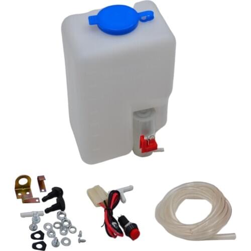 12V Universal Car Windshield Windscreen Washer Pump Bottle Tank Kit Cleaning Tools, White