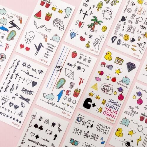 2 Sheets Cartoon Pattern Child Stationery Sticker Cute Anime Waterproof Tattoos Stickers DIY Decoration Journal Scrapbook