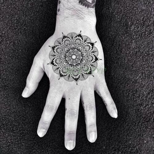 Waterproof Temporary Tattoo Sticker datura flower pattern circle black tatto flash tatoo fake tattoos for lady women men