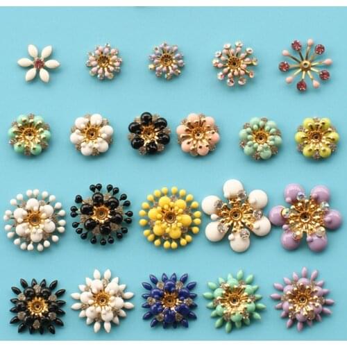 Candy color Flower Metal Flatback Buttons For Clothing Rhinestones Bags botones decorativos Sewing Buttons Scrapbooking Crafts