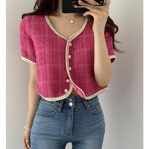 Awe-inspiring Korean Chic Plaid Jacket Women Summer V Neck Single Breasted Short Coats Femme Fashion Office Lady Casaco Feminino