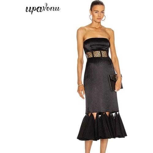 Free Shipping 2021 New Summer Women Mermaid Bandage Dress Sexy Wrapped Chest Sleeveless Halter Bodycon Elegant Club Party Dress