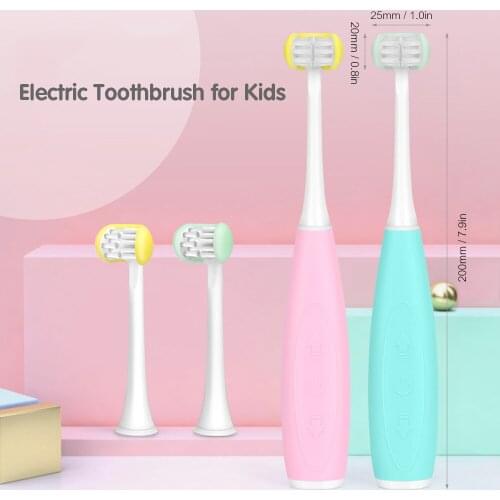 Electric Toothbrush for Kids with 3D Soft 3 Brushing Modes 2 Min Timer Sonic Triple Bristle with Brush Head for Children