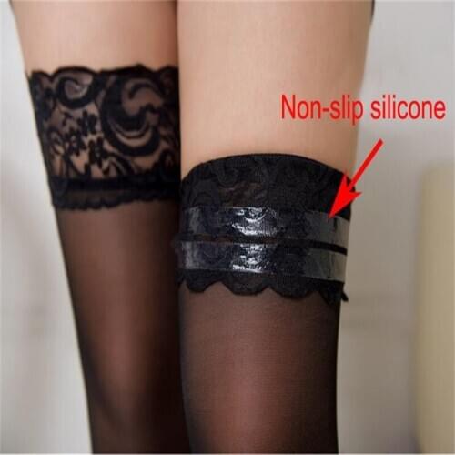 1pair Sexy Long Stockings Womens Girls Ladies Lace Top Stay Up Thigh High Over Knee Socks Nightclubs Pantyhose Hosiery