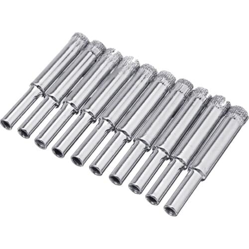 10 pcs 8mm Diamond Coated Drill Bit Hole Saw For Wood Plastic Sheeting Glass Drilling Tile Ceramic Marble Porcelain Power Tools