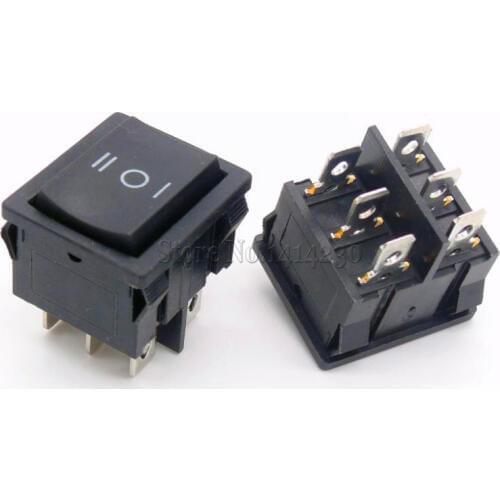 10Pcs KCD5 21X24mm 21*24mm 6 Pin 3 Position 6A/12A 250VAC ON-OFF-ON SPDT Snap in Black Rocker Switch