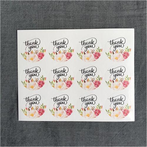 120Pcs Flower Round Thank You Handmade Cake Packaging Sealing Label Kraft Sticker Baking DIY Gift Stickers