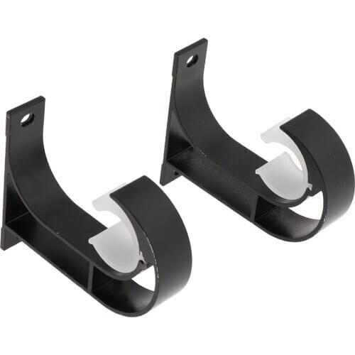 2Pcs Aluminium Alloy Curtain Rod Bracket Curtain Pole Support Bracket Top Mounting Bracket (Black)