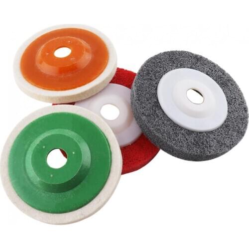 4pcs/lot Wool Polishing Disc Pads and Nylon Wheels with 100mm External Diameter and 16mm Inner Diameter for Angle Grinder