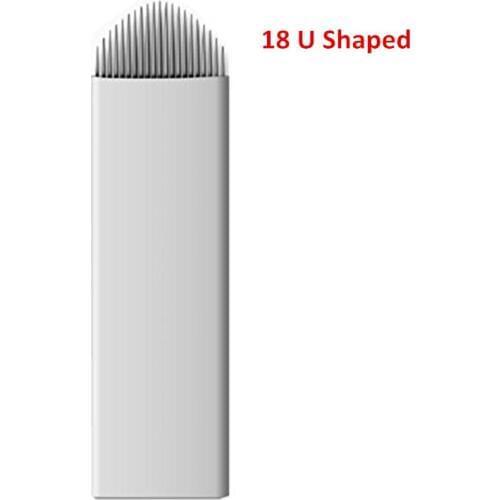 50Pcs Permanent Makeup Eyebrow Tattoo Blades Embroidery Arc Blade 18 U-Shape Tattoo Needles for Manual Tatto Pen