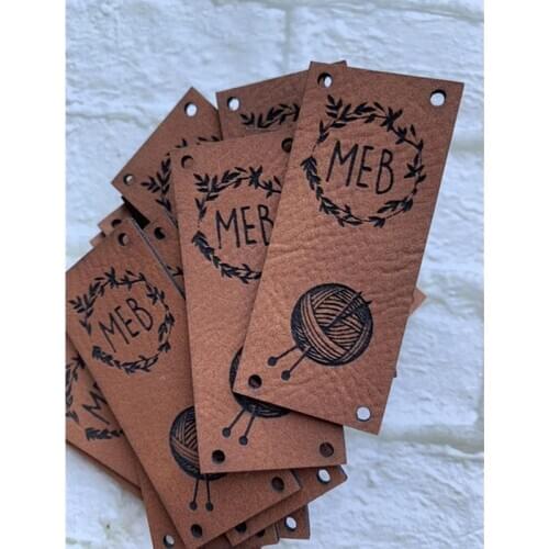 55pcs personalised Leather Knitting Tag for handmade items, Leather label for knitted item, crochet labels, branding logo labels