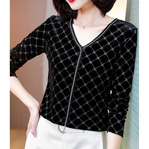 Velvet Pullover Bottoming Women T-shirt Long-sleeve 2021 Autumn All-match Fashion Women T-shirts Vintage Streetwear Tops