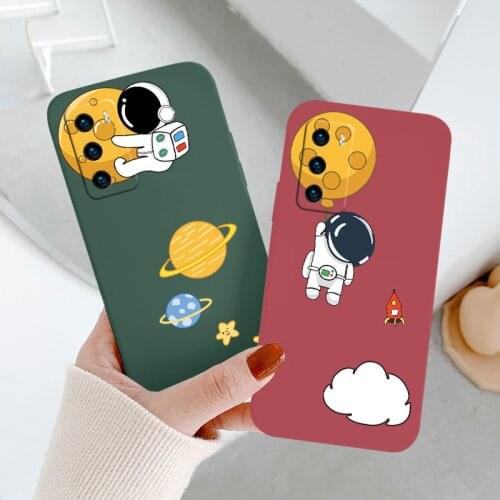 Planet Astronaut Phone Case For Huawei P40 P40Lite P30 P20 Mate 40 40Pro 30 20 Pro Lite P Smart 2021 Y7a Liquid Silicone Cover