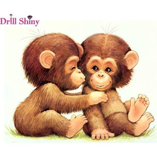 Color Monkey Mosaic Full Resin Diamond Painting Cross Stitch Square Diamond Mosaic Craft Diamond Embroidery Diy Needlework