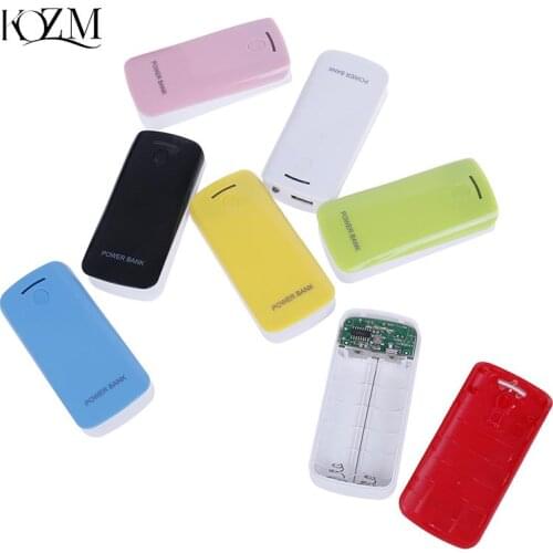 DIY Power Bank Case 2x 18650 Battery Charger External Box With LED Flashlight 7 Colors
