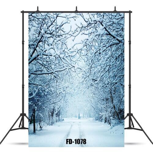 Snowy Woods And Road Background For Photography Accessories Children Baby Newborn Portrait Vinyl Cloth Printed Backdrops