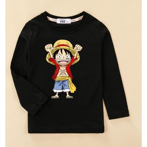 JP Anime Boy Luffy Tee New Autumn Winter Cartoon Kids T Shirt Cotton Cartoon Pattern Clothes Child Long Sleeve Casual Shirt Top