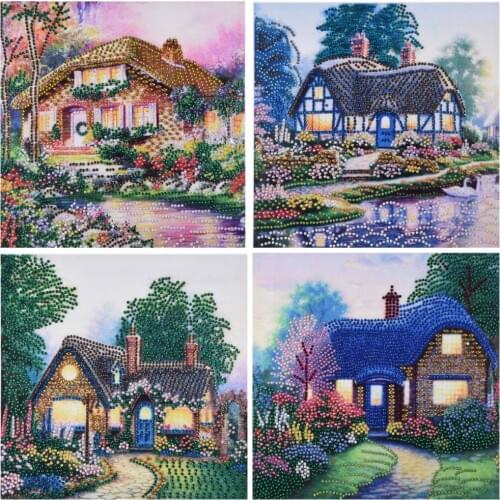 HUACAN New Special Shape Diamond Painting Landscape House 5D DIY Part Drill Cross Stitch Kit Art Rhinestone Home Decoration