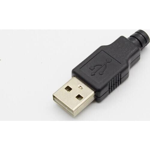 IMC hot New 10pcs Type A Male USB 4 Pin Plug Socket Connector With Black Plastic Cover