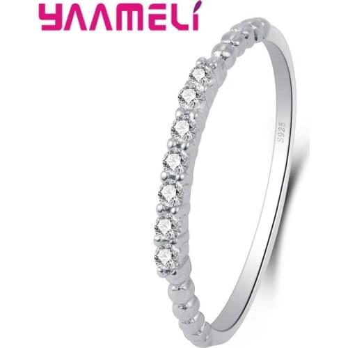 Best Selling Fashion Style Simple Design Single Row Dense Shinning Crystals Listed 925 Sterling Silver Rings Big Sale