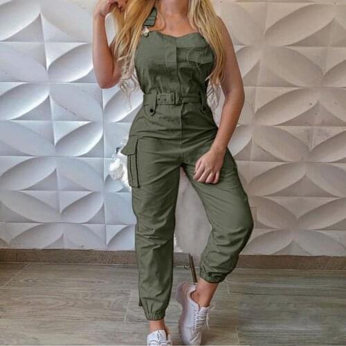 Jumpsuit Sleeveless Halter Polyester Casual Backless Sexy Slim Women Romper Casual Cargo Pant Elegant Pencil Pants Loose Overall