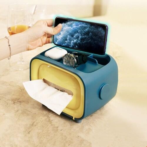 Creative Desktop Storage Tissue Box Plastic Living Room Multifunctional Magnetic Imitation TV Drawer Box Nordic Napkin Box2021