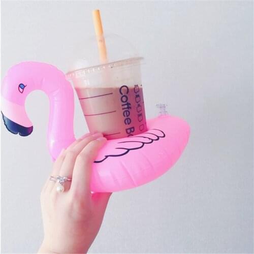 Summer Swimming Pool Floating Inflatable Flamingo Holder Water Drinks Cup Beach Mobile Phone Cup Floating Row Pool Accessories