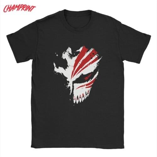 Men BLEACH Kurosaki Ichigo T Shirt Anime 100% Cotton Clothes Humorous Short Sleeve Round Neck Tee Shirt Printed T-Shirt