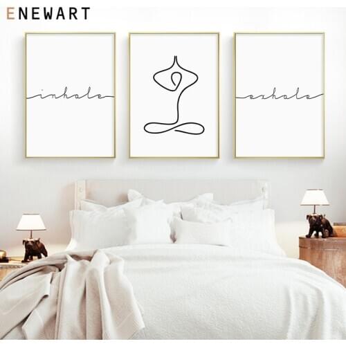 Namaste Print Zen Yoga Wall Art Canvas Painting Black and White inhole exhole Picture Modern Minimalist Poster Home Room Decor