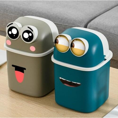 Desktop Trash Cans Send DIY Stickers Cute Girl Bedroom Living Room Home Mini Shake Lid Table Small Storage Bin