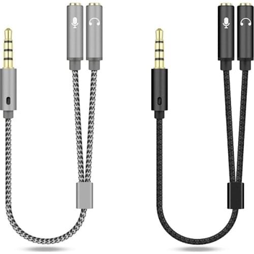 New 3.5mm Microphone Aux Cable 1 Male 2 Famle Cable Combo Extension Mobile Audio Adapter