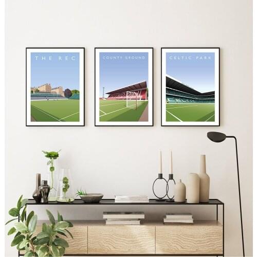 Rugby Court Posters Swindon Town County Ground& Celtic Park Canvas Painting Retro Wall Picture Boys Room Art Decor Frameless