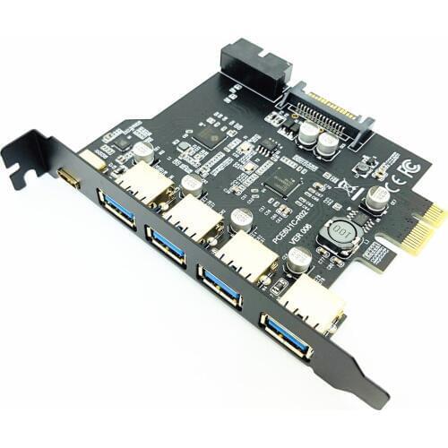 PCI Express USB 3.0 Expansion Card Adapter PCI-E USB 3.0 HUB Controller with 15Pin Power Supply USB3.1 Type-C PCIE Extender Card